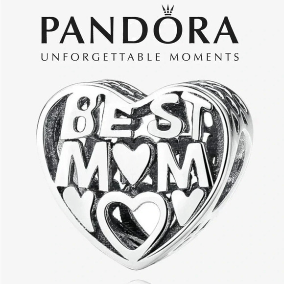 Pandora "Best Mom” Heart Shaped Charm - Picture 1 of 5